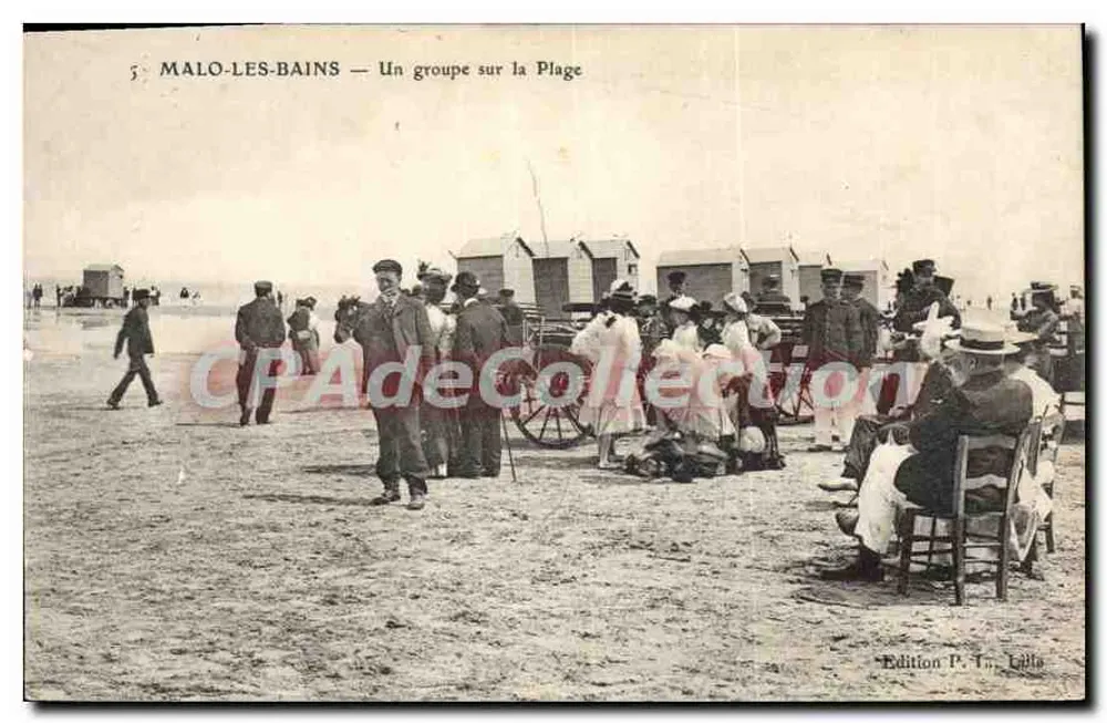 MALO-LES-BAINS — Eine Gruppe am Strand — Ausgabe P. T. Lilla - Vorderseite