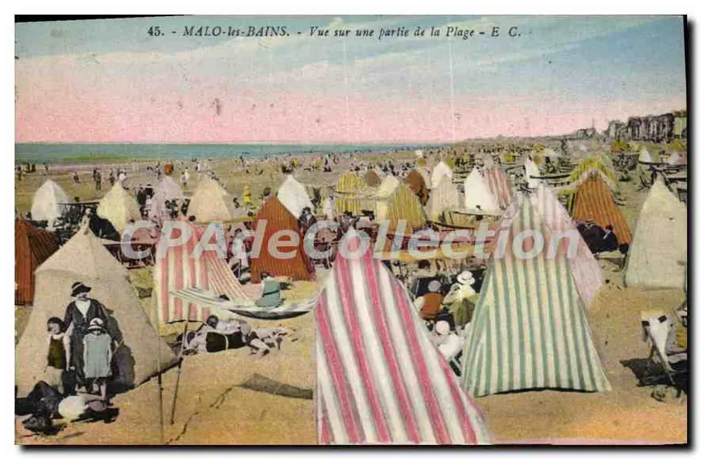 MALO-les-BAINS — Ansicht eines Teils der Strand — E. G. — n°45 - Vorderseite