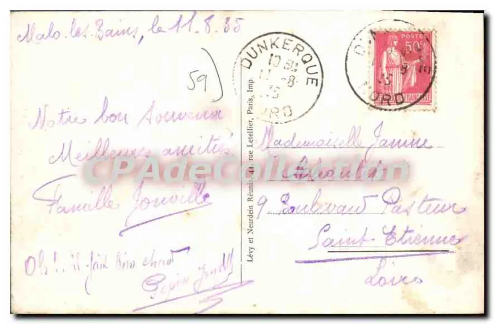 Malo-les-Bains — La Digue — wydawca Lévy et Nourdin Réunis, nr 112 - Rewers