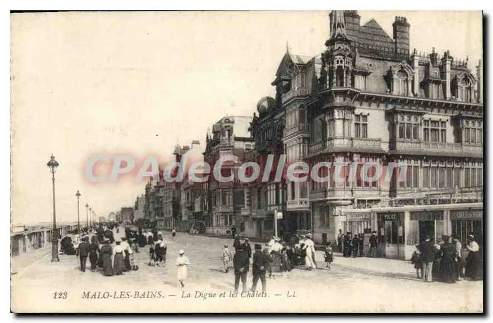 Malo-les-Bains — La Digue y los Chalets — LL - Anverso