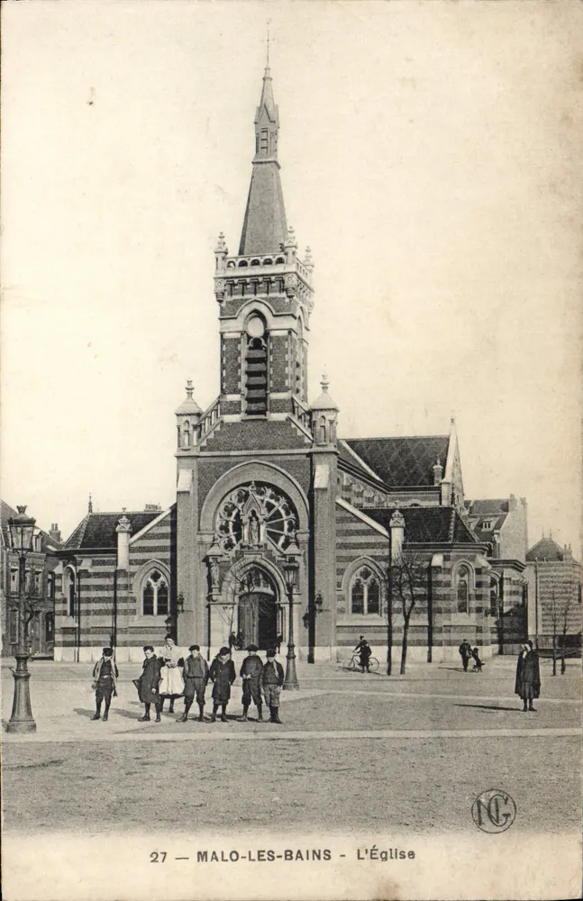 Malo-les-Bains - De Kerk — uitgever NG, n° 27 - Voorkant