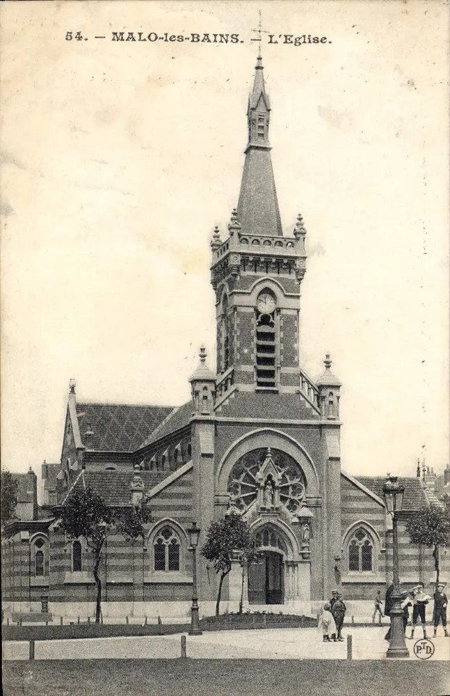 Malo-les-Bains — A Igreja — PTD editor, n° 54 - Frente