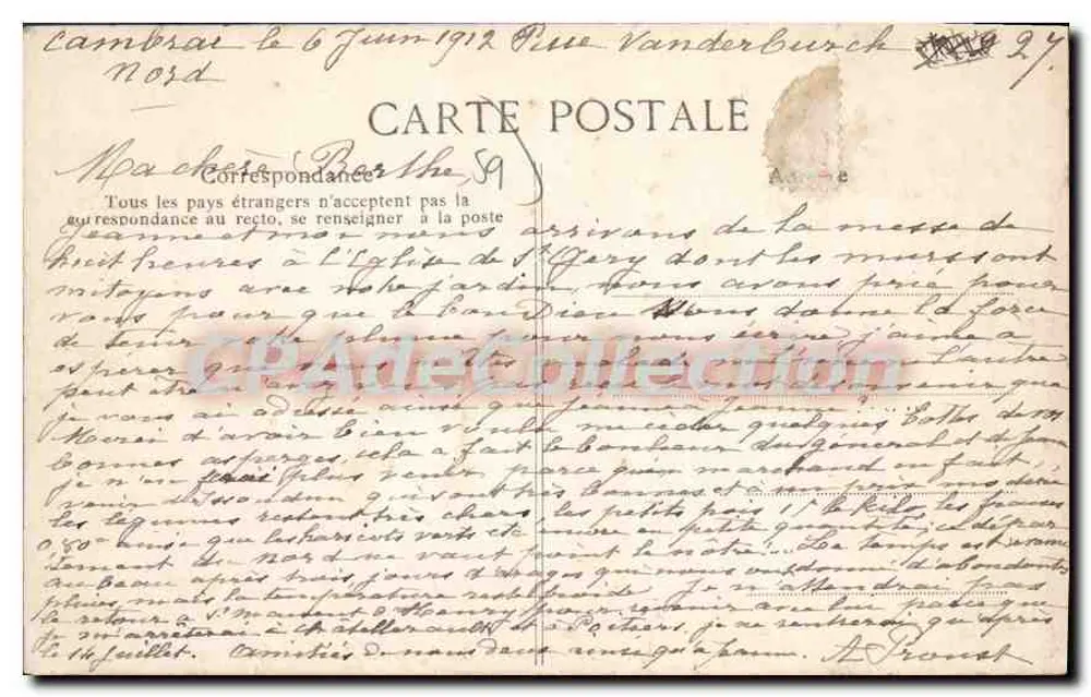Cambrai — O Square e a Igreja de São Géry - Verso