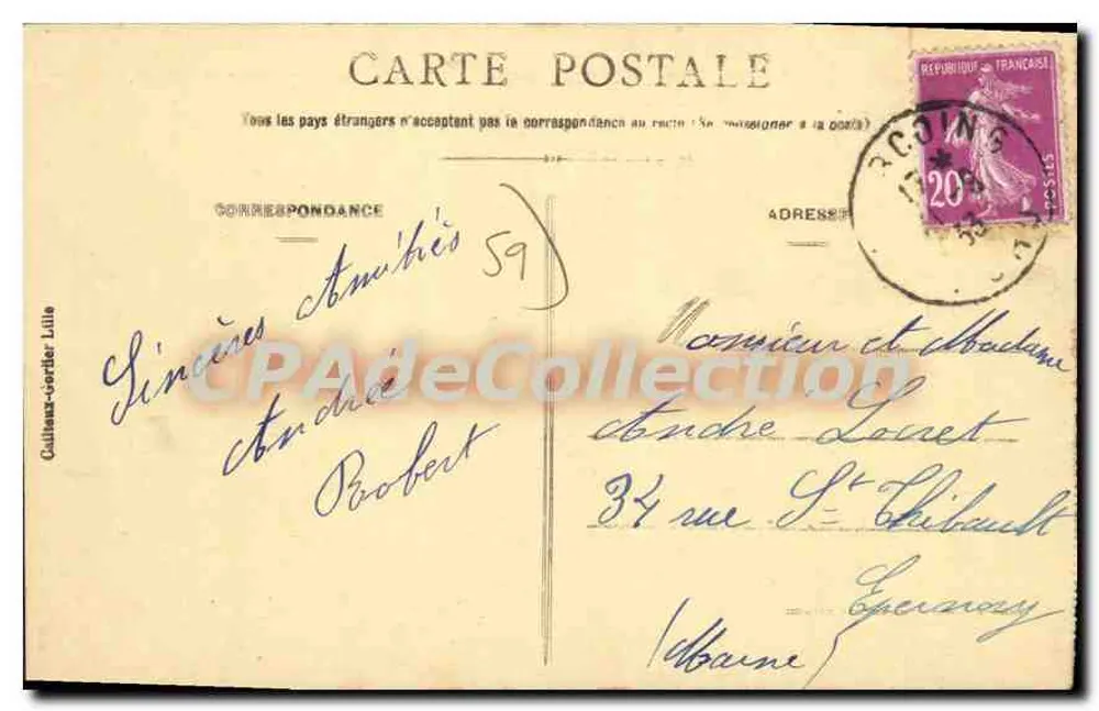 Tourcoing — Praça da República — E.C. n°11 - Verso