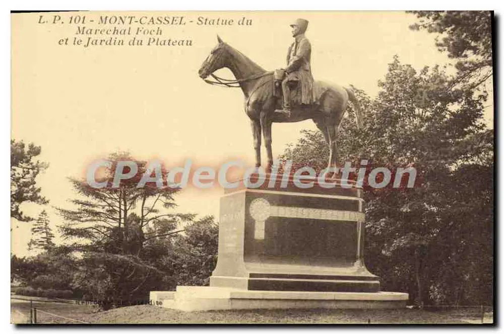 Mont-Cassel - Estatua del Mariscal Foch y el Jardín del Plateau — L.P. 101, editor Ludien Pollet - Anverso