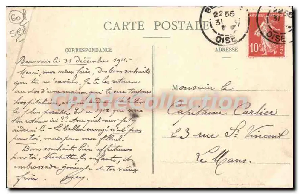 Beauvais — Vista da casa de campo — Imp. Lib. Prévôt, Beauvais - Verso
