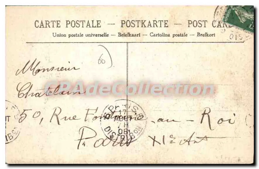 Compiègne — Vista tirada da Igreja — Coleção Rei - Verso