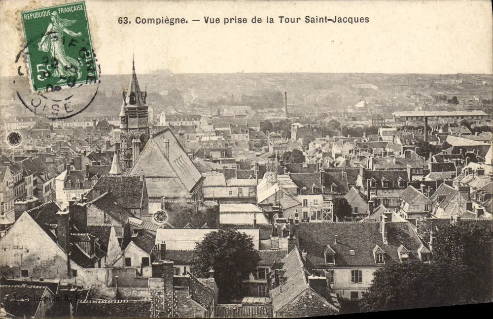 Compiègne — Vista tirada da Torre Saint-Jacques — Editora: Coleção R. P. - Frente