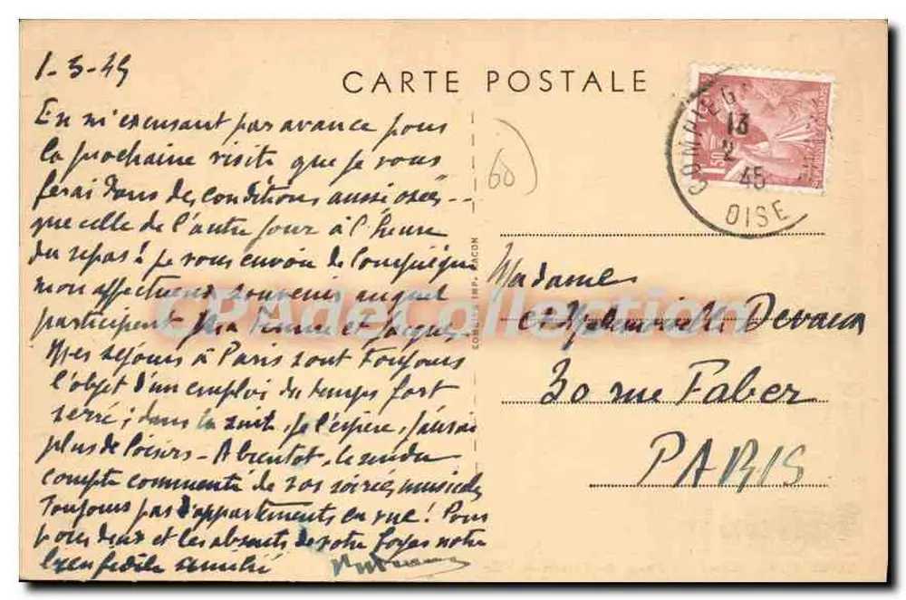 Compiègne (Oise) — Place de l'Hôtel-de-Ville — Antieke ansichtkaart de Collection - Achterkant