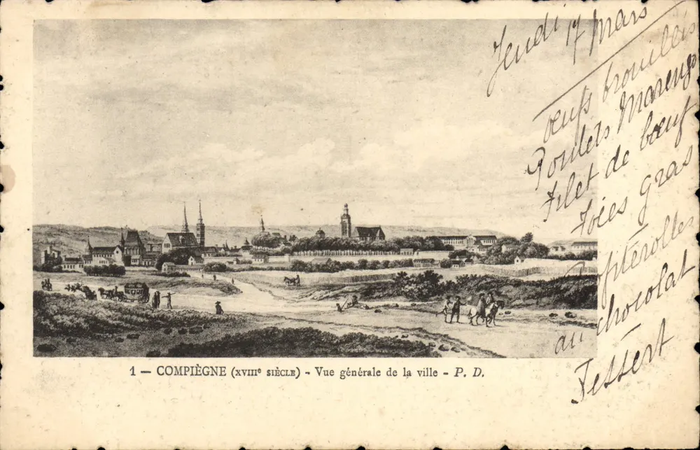 Compiègne (século xviii) — Vista geral da cidade — P. D. - Frente