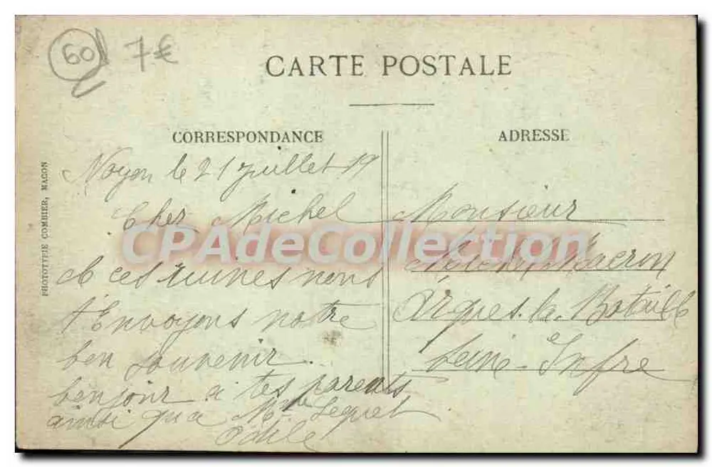 Noyon (Oise) em 1919 — Rue de Paris e Catedral - Verso