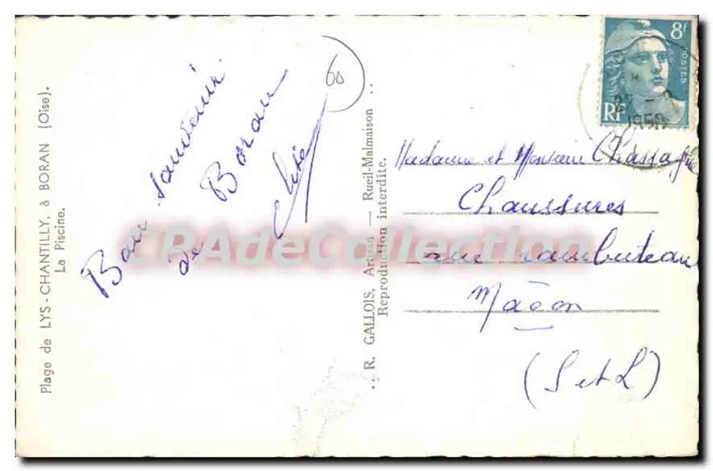 Lys-Chantilly Beach — Bay of Boran — R. Gallois, publisher - Back