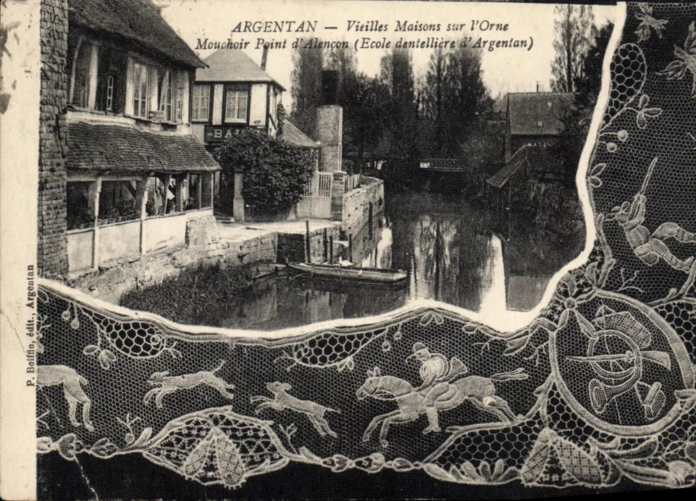 Argentan — Velhas Casas ao longo da Orne — Ponto de Alençon (Escola de Tricô de Argentan) - Frente