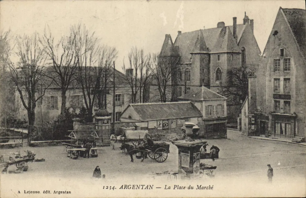 ARGENTAN — A Place du Marché — A. Lejeune, edit. Argentan, n° 1234 - Frente