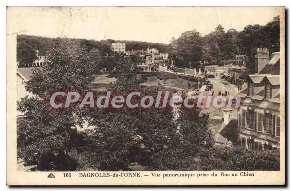 BAGNOLES-de-l'ORNE — Panoramablick vom Roc au Chien — Antike Ansichtskarte n°166 - Vorderseite