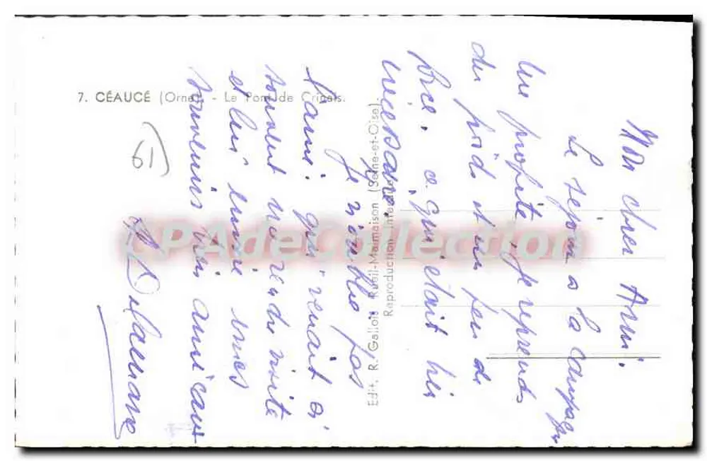 Céaucé (Orne) — Fonte de Crispais — Ed. R. Galliot, n°7 - Verso