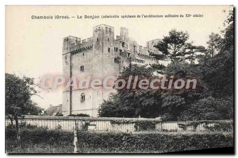Chambois (Orne) — O Donjon (esplêndido exemplo da arquitetura militar do século XII) - Frente