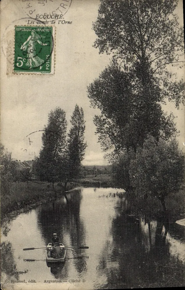 Écouche — Os Margens do Rio Orne — J.-E. Roussel, editor — Cliché D - Frente