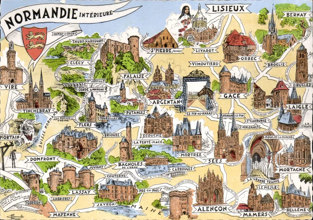 Normandia interna — carta postal ilustrada — Edições Gaby, Nantes - Frente