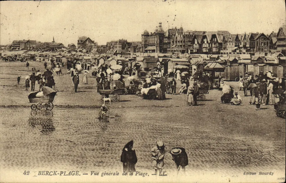 Berck-Plage — Vista geral da Praia — Edição Bourdy n°42 - Frente