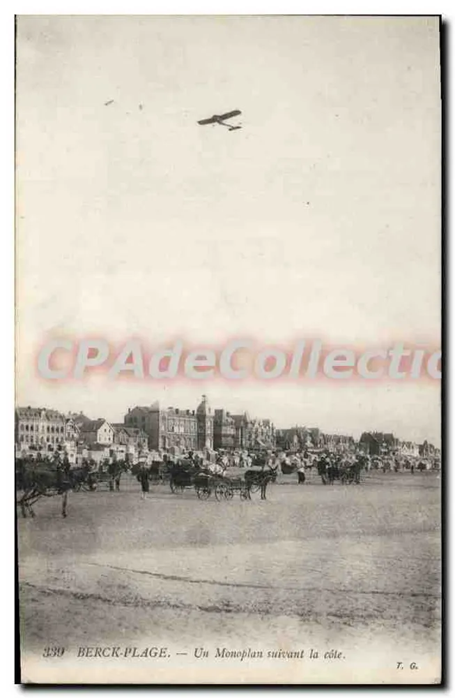 Berck-Plage — Um monoplan seguindo a costa — T. G. n° 330 - Frente
