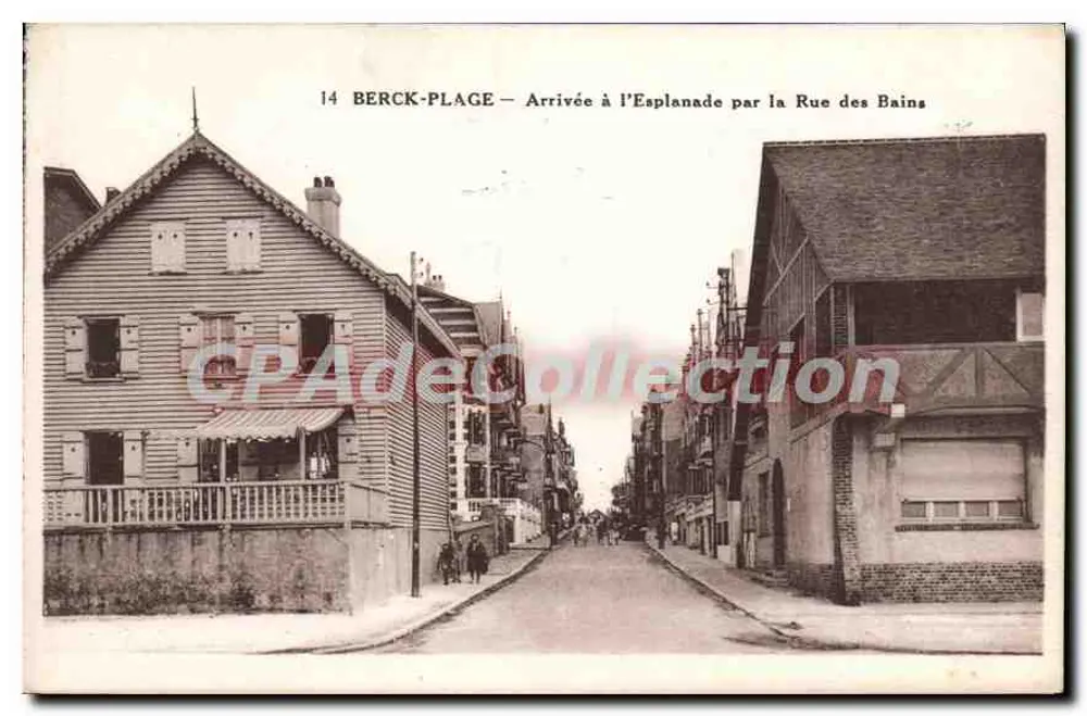 Berck-Plage — Ankunft an der Esplanade über die Rue des Bains — unbekannter Verleger, Nr. 14 - Vorderseite