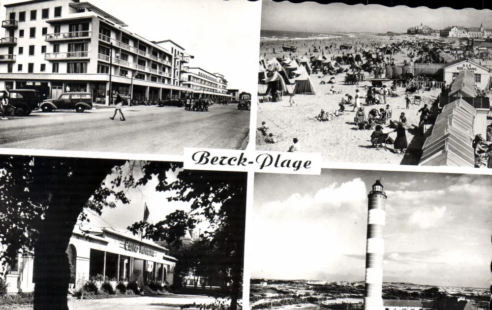Bezec-Plage — vista dell'albergo, spiaggia, casinò e faro — Cie des Arts Photomécaniques - Recto