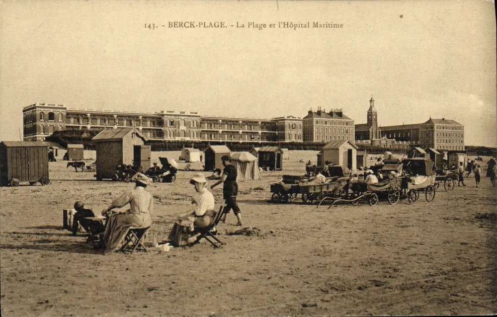 Berck-Plage — A Praia e o Hospital Marítimo — Editor não identificado, n° de série 143 - Frente