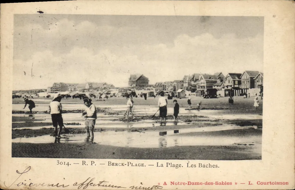 Berck-Plage — A Praia. As Baches. — L. Courtoison - Frente
