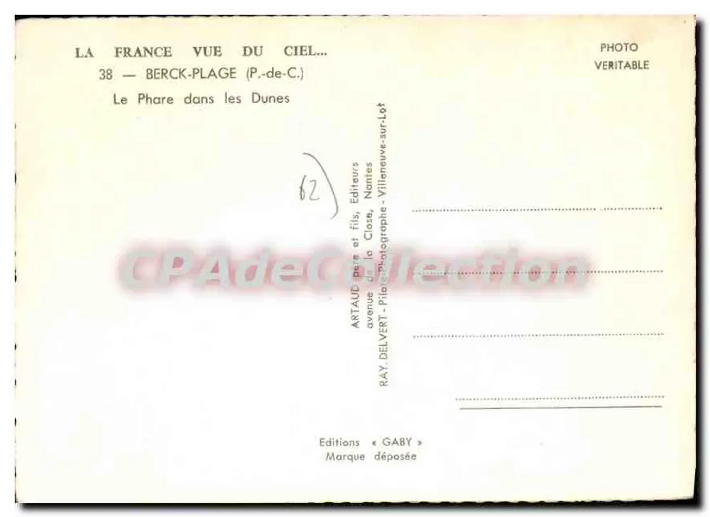 Farol de Berck-sur-Loire — nas dunas — editor Gaby - Verso