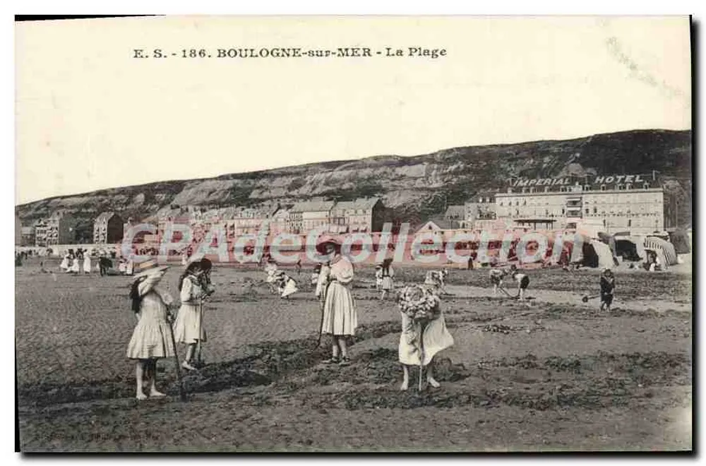 Boulogne-sur-Mer - A Praia — Hotel Imperial em segundo plano — E.S. 186 - Frente