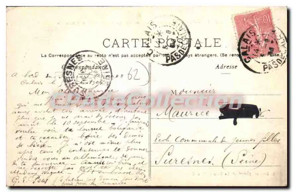 Calais — Am Fuße der westlichen Mole, die Austreibung von Schalentieren — E. Boudot, phot-édit. Le Raincy (S.-et-O.) - Rückseite
