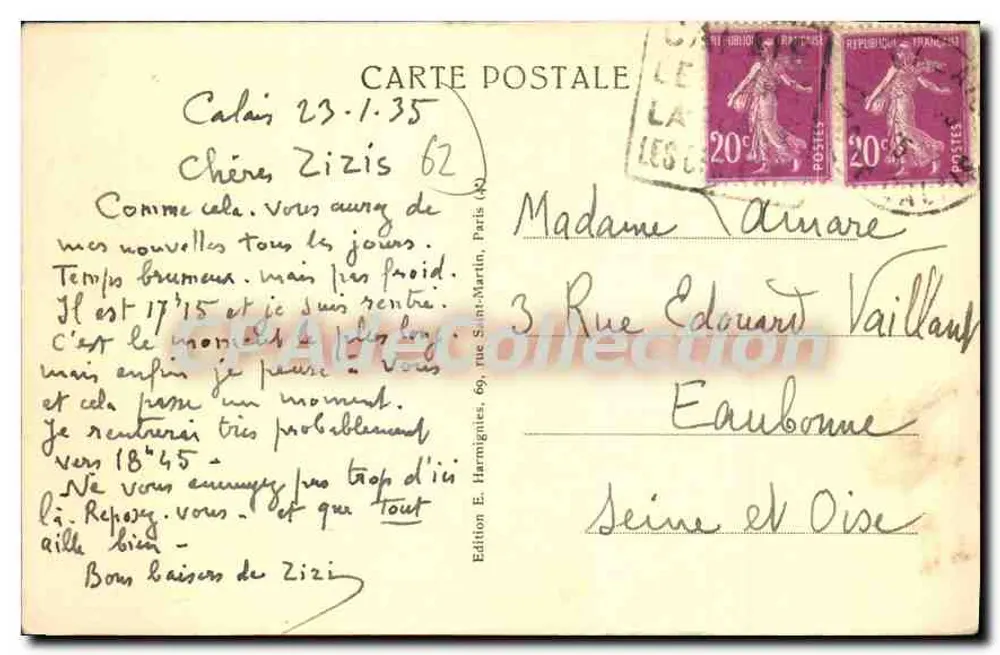 Calais — O Porto — Harmignies, n°25 - Verso