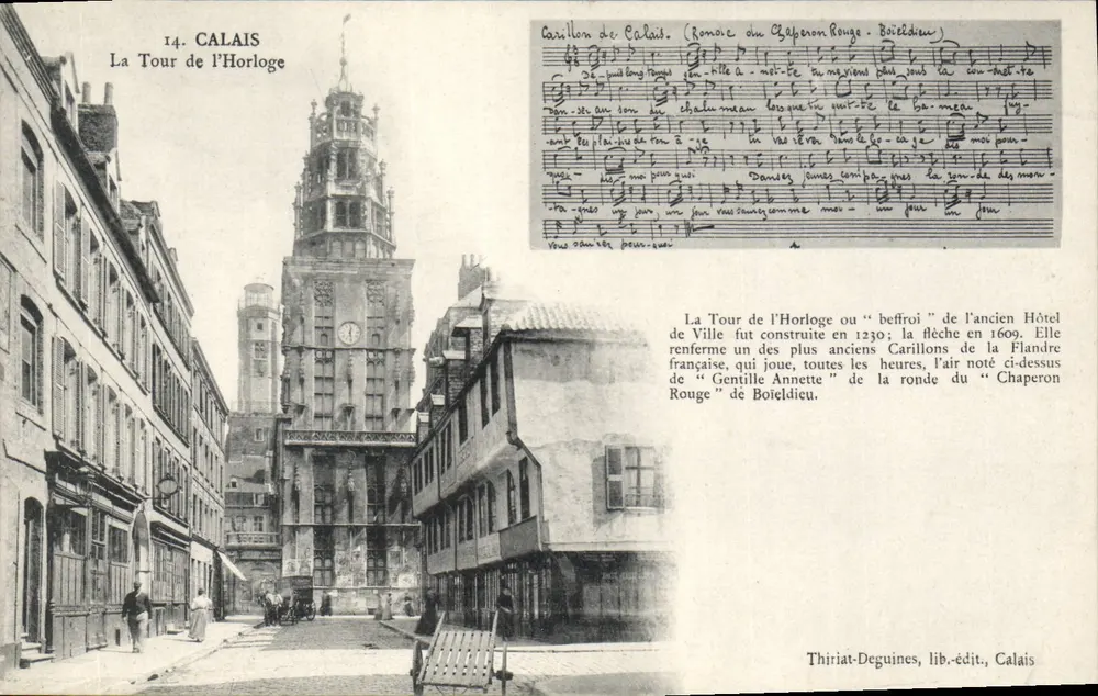 Calais — Torre da Hora — Thiriat-Deguines, editor-librairie, Calais - Frente