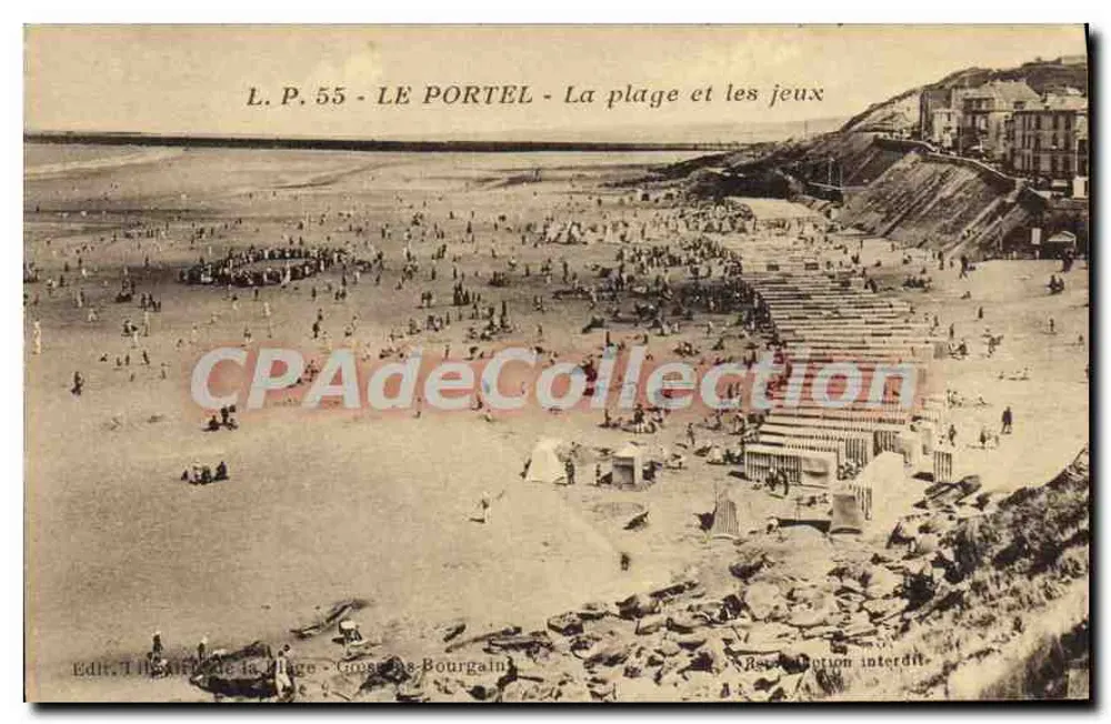 Le Portel — Die Strandbucht und die Rutschen — L.P. 55 — Verlag Théâtre de la Plage, Gros-de-Bourgain - Vorderseite