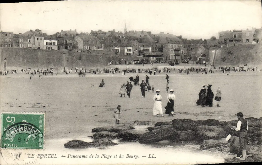 Le Portel — Panorama der Strand und des Dorfes — LL. - Vorderseite