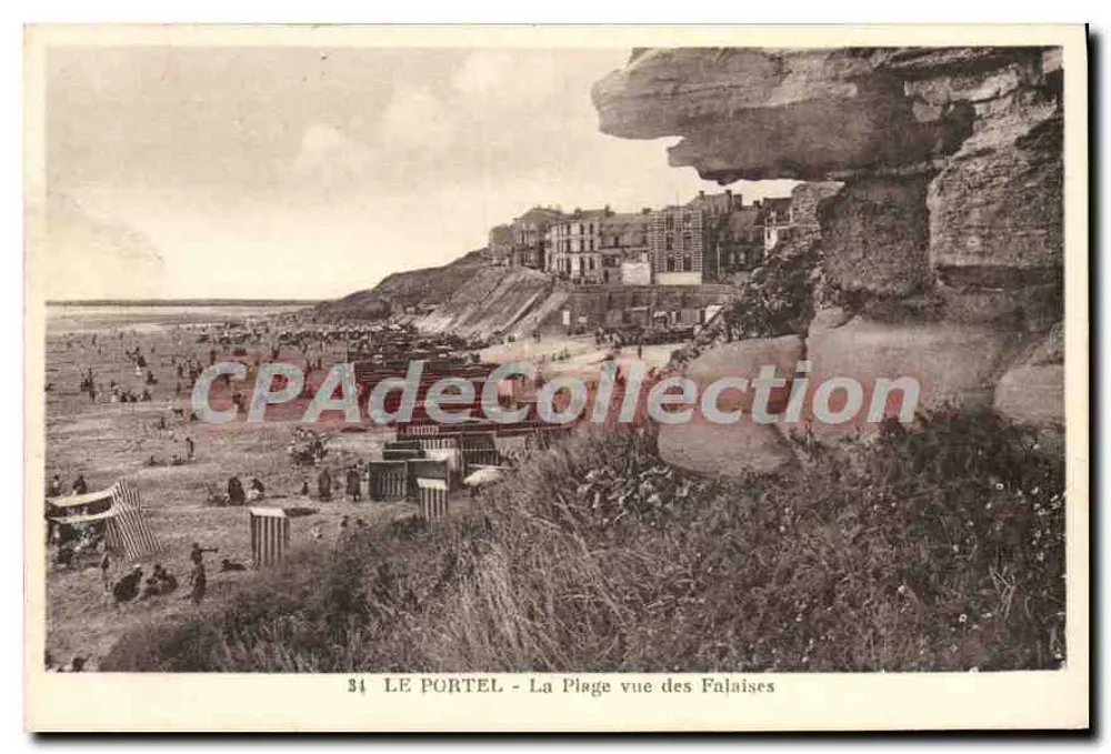 Le Portel - La Plage vue des Falaises — n°34 — Edition du Grand Bazar Portelois - Vorderseite