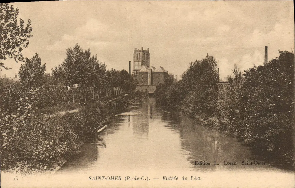 Saint-Omer (P.-de-C.) — Entrada do Aa. — Edição L. LOIEZ, Saint-Omer - Frente