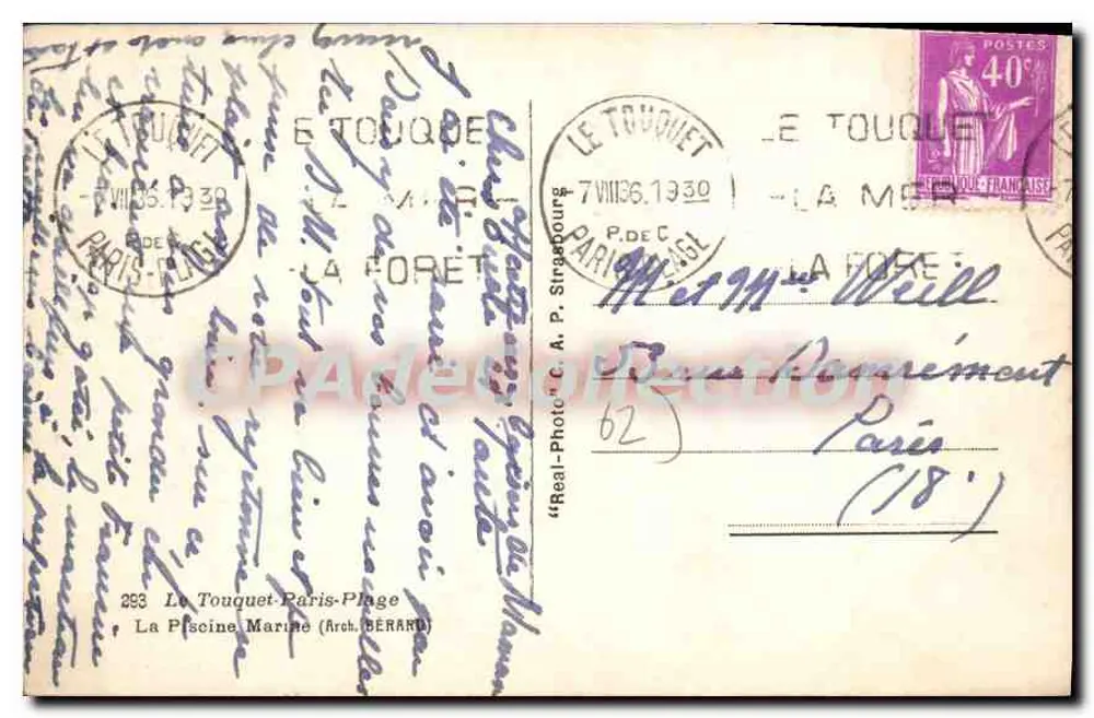 Le Touquet-Paris-Plage — Die Marinebadestelle — C.A.P. Strasbourg - Rückseite