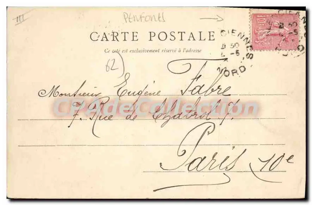 Prefeitura de Anzin, perto de Valenciennes — N. 19 — editor não visível - Verso