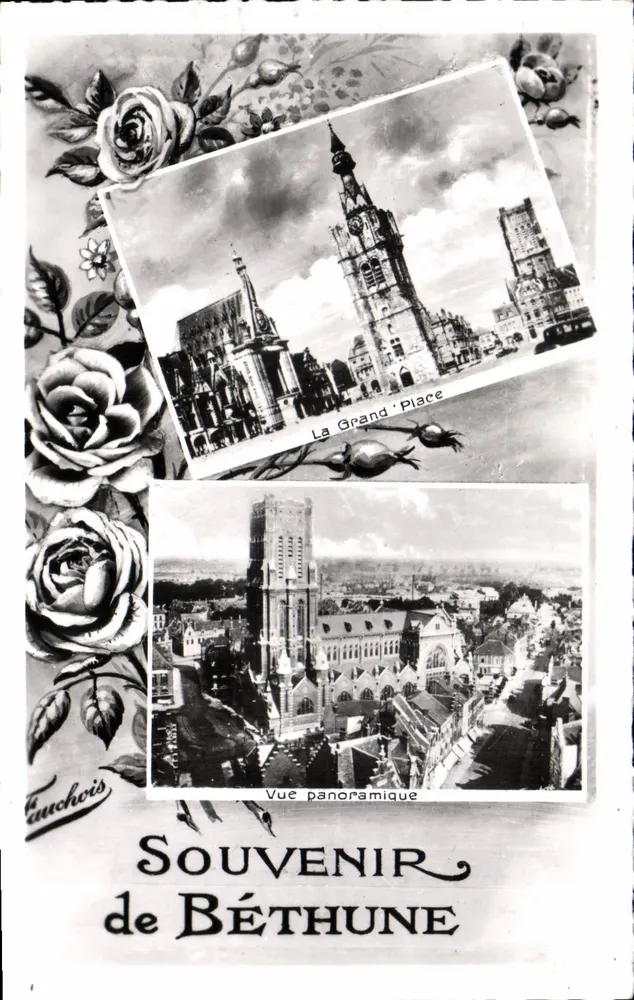 Béthune — Panoramablick und La Grand' Place — Éditions Fauchois - Vorderseite