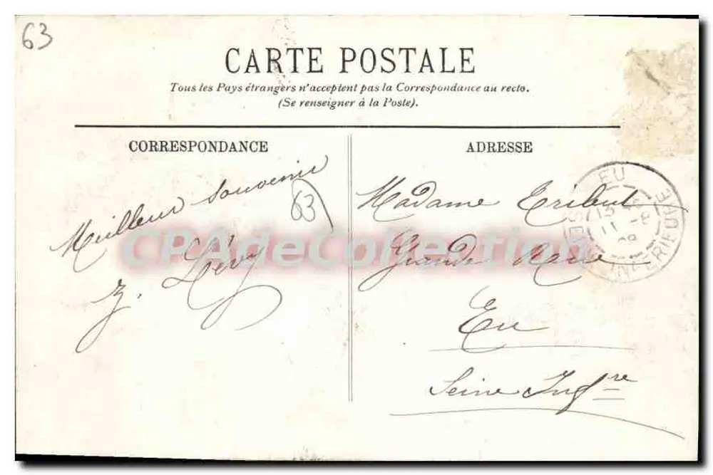 La Bourboule — Der Boulevard de l'Hôtel-de-Ville und der Puy-Gros — LL. — Verlag LL, Nr. 16 - Rückseite