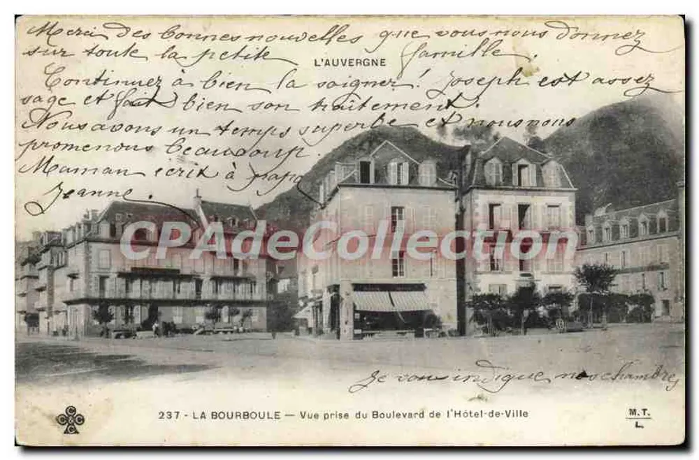 La Bourboule — Ansicht vom Boulevard de l'Hôtel-de-Ville — M.T. — n°237 - Vorderseite