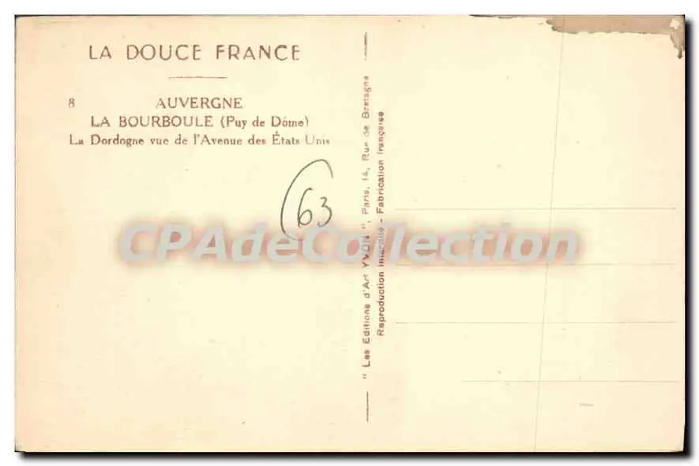 La Bourboule (Puy de Dôme) — Ansicht der Avenue des États-Unis — Les Éditions d'Art Yv. Ditt - Rückseite
