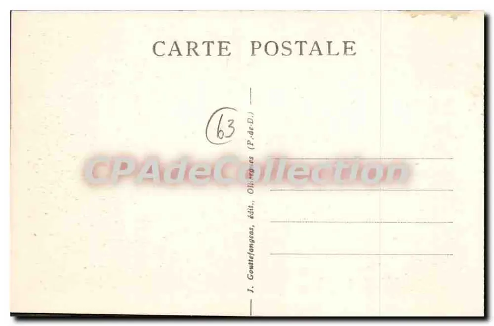 La BOURBOULE — Allgemeine Ansicht vom Mont Sans-Souci — J. Gomtefangeous, Verlag, Ollières (P.-de-D.) - Rückseite