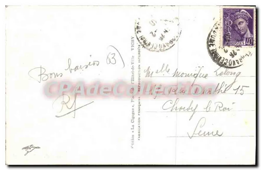Clermont-Ferrand — Praça de Jaude — Bilhete postal antigo de Coleção - Verso