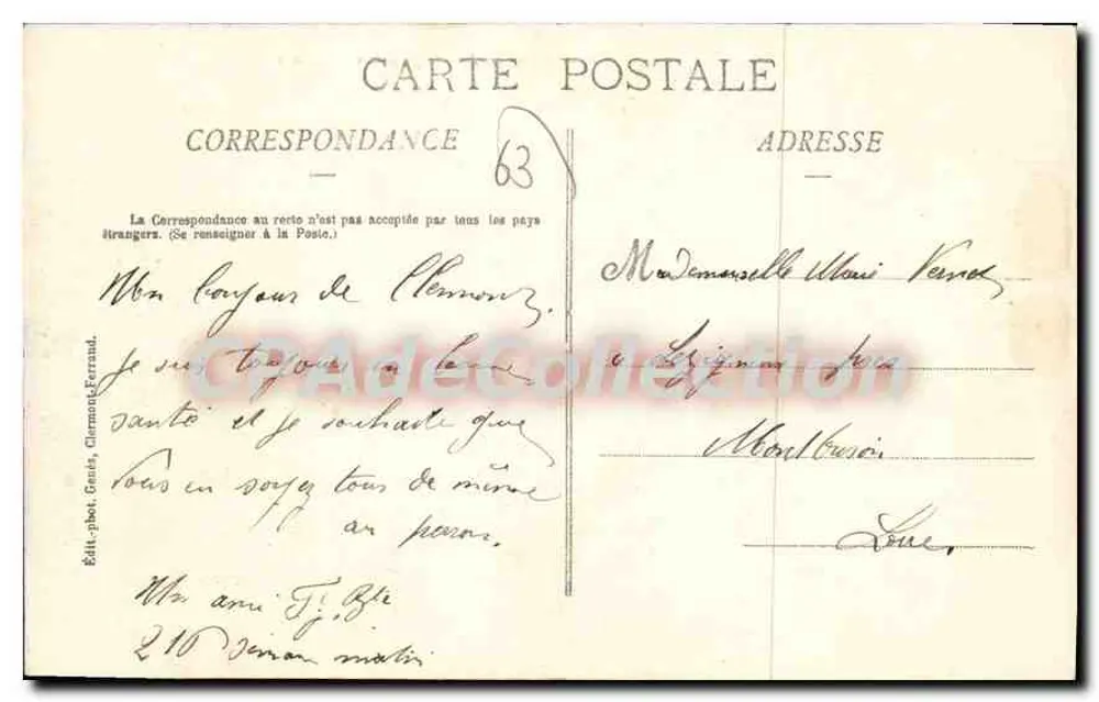 Clermont-Ferrand — Igreja dos Mínimos — Éd. Génés, Clermont-Ferrand - Verso