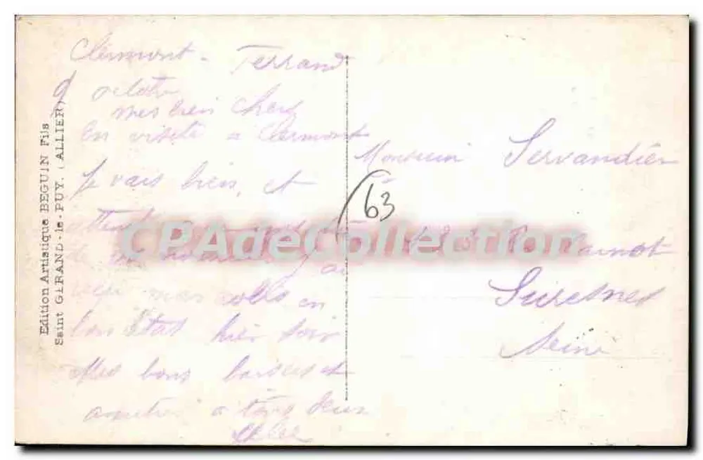 Clermont-Ferrand — Place de Jaude / L'Avenue de Royat — Künstlerische Ausgabe Beguin-Puy - Rückseite