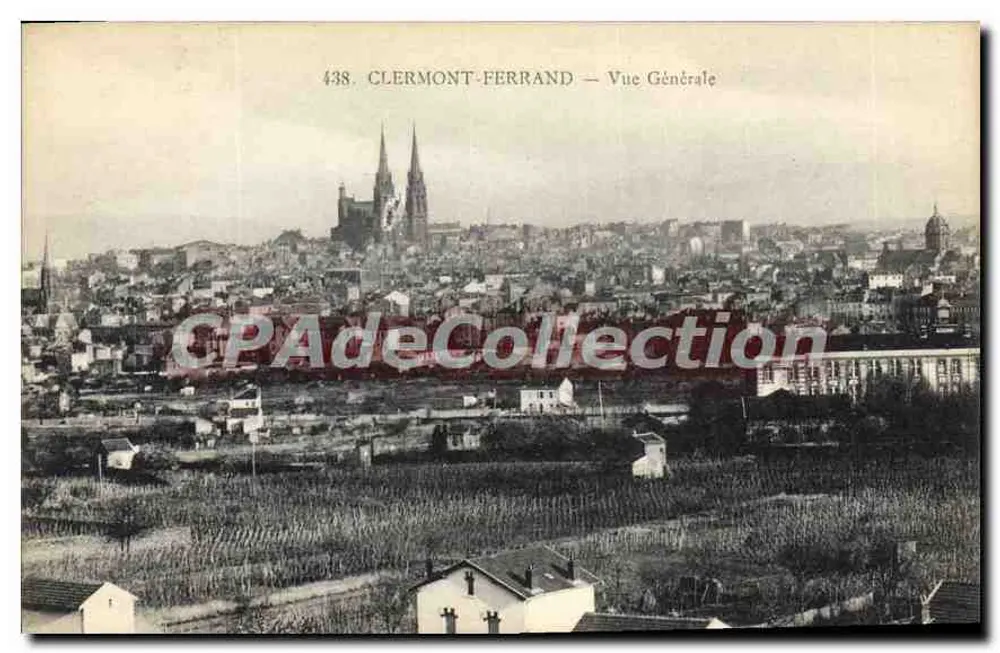 Clermont-Ferrand — Vista Geral — Bilhete postal antigo 438 - Frente