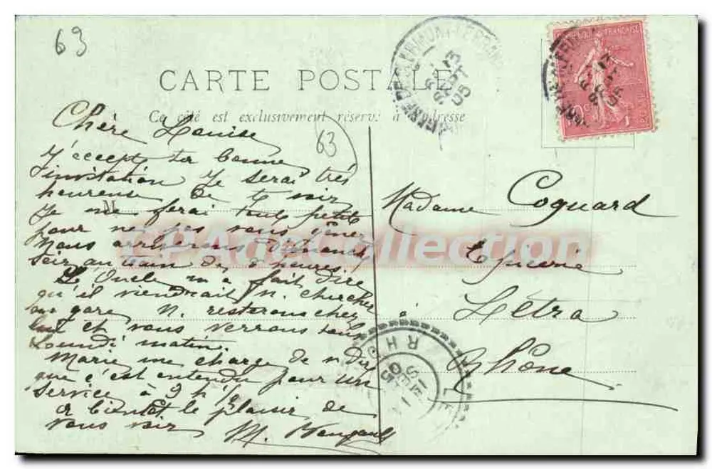 Royat — A Farmácia, o Kurzaal e o Puy Chateix — CPAdeCollection - Verso